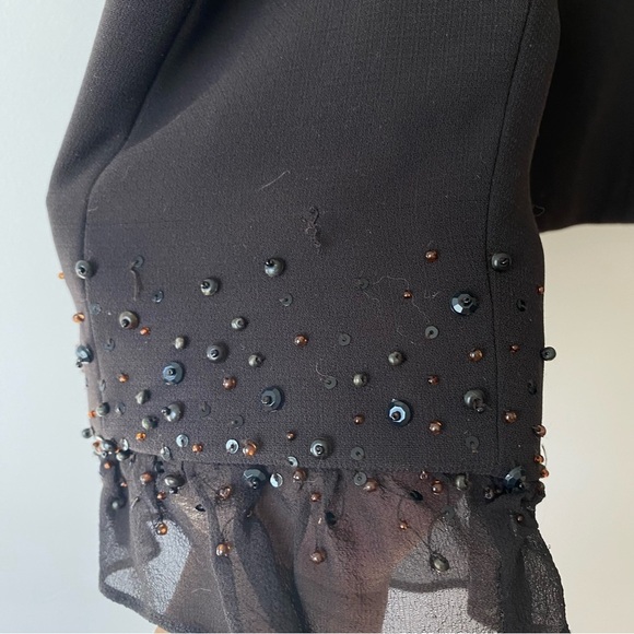 Tahari Arthur S. Levine Button Front Blazer Chiffon Cuffs With Sequins - Picture 10 of 16